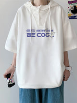 Harajuku Vintage anime – New Mens Casual Hooded Y2K T Shirt Summer Short Sleeve