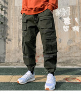 mens side pockets cargo pants elastic waist trousers streetwear hip hop loose fit ankle drawstring military sweatpants joggers unique joggers style 4670