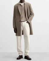 European and American men's medium and long 40% wool woolen gray suit collar woolen coat men