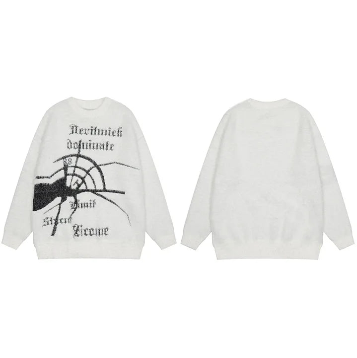 techwear flame knit sweater with structured oversized fit, ideal for cold streetwear layers, men’s streetwear clothing piece 