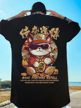 Harajuku Crying character – Good Fortune Befell Print Oversized T Shirt For Men Anime Ca