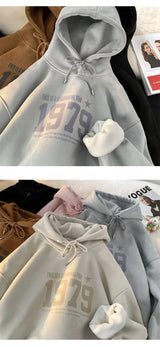 Winter New Korean Men's Hooded Sweatshirt New Niche Ins Harajuku Style Personality Loose Casual Y2K Couple Thickened Jacket Top