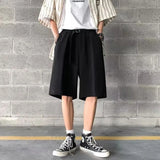 mens suit shorts summer fashion korean version solid color drape five point pants popular casual trend loose street y2k shorts unique shorts style 3401
