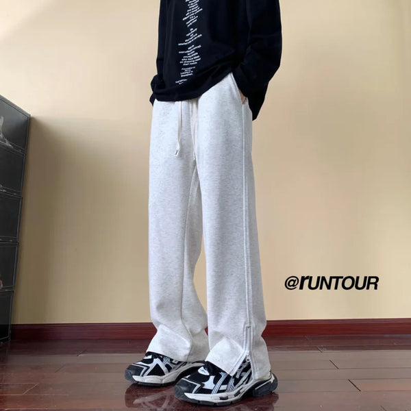 autumn sports pants men oversized casual wide leg pants men streetwear sweatpants loose straight pants mens joggers trousers sporty tapered joggers