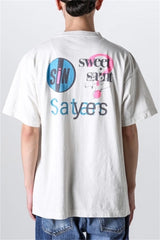 Manga quote tee with bold speech bubble and layered tones