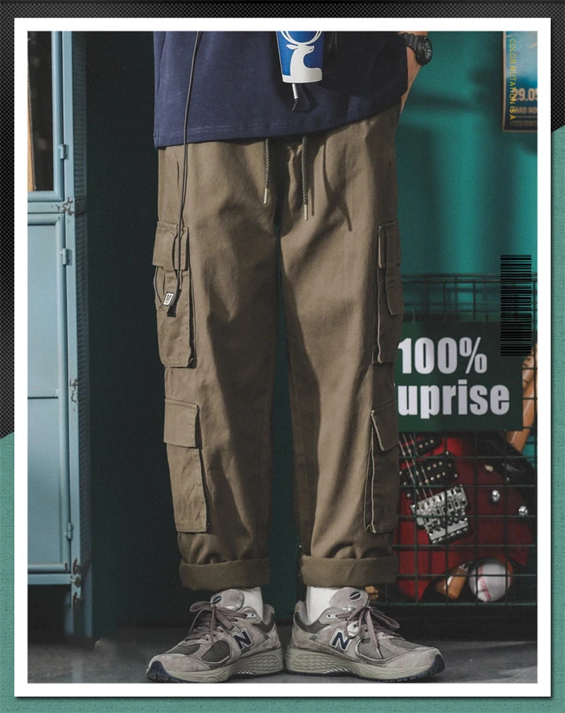 american vintage baggy cargo pants men outdoor sport military tactical sweatpants y2k straight multi pocket overalls trousers unique joggers style 463
