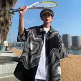 Summer Short Sleeved Shirt Men Retro Printed Shirt Men Streetwear Loose Ice Silk Shirt Mens Hawaiian Shirts Plus Size M-5XL