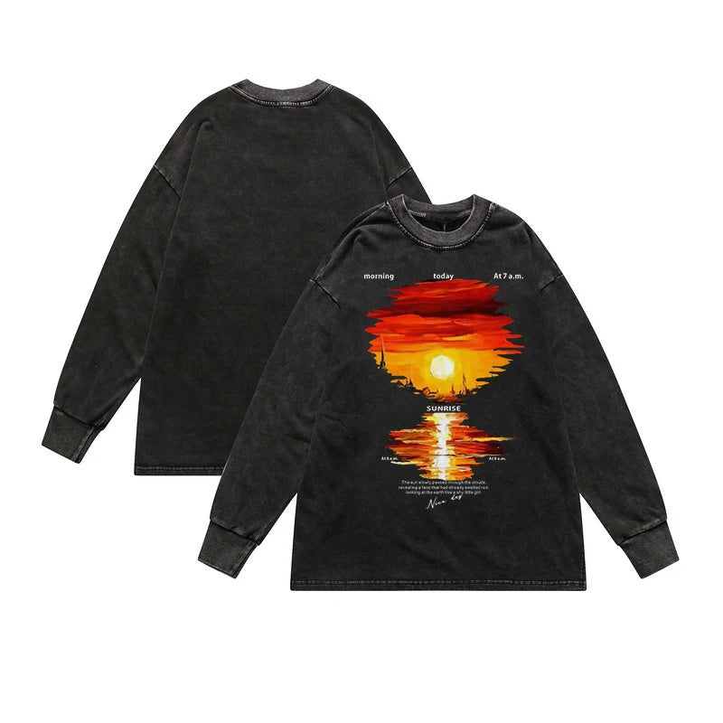 RainbowtouchesWashed Men's Casual Clothing Popular Vintage Style Oversized Vintage Celebrity Cotton High Quality