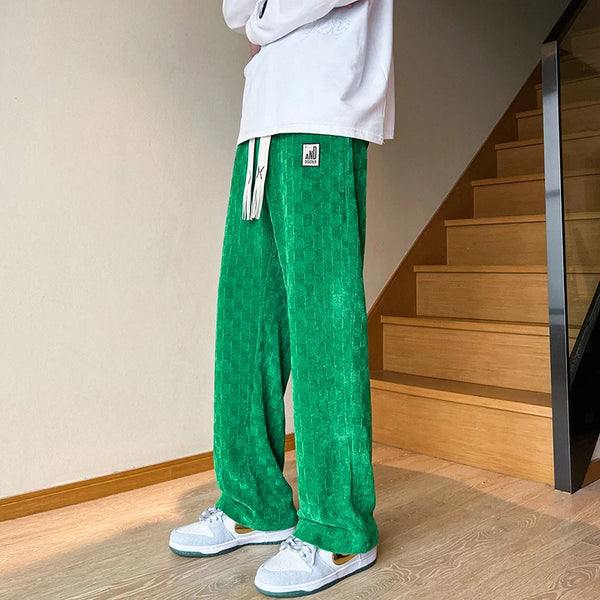 autumn casual pants men fashion straight plaid pants men streetwear hip hop loose wide leg pants mens vintage trousers m 3xl clean everyday pants
