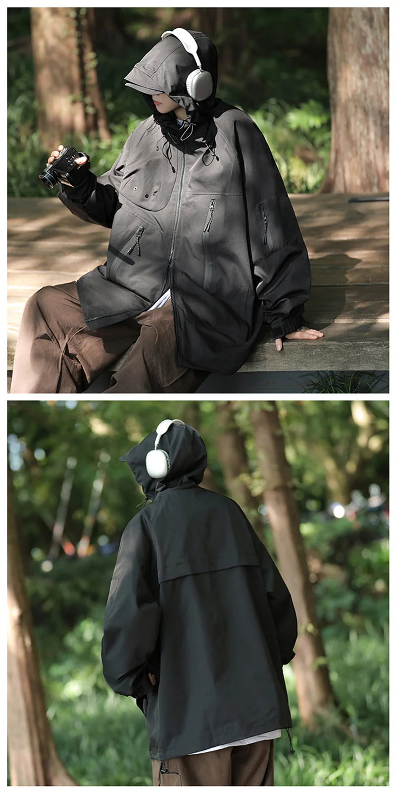 techwear bomber jacket, urban fit, men's streetwear fashion, trendy oversized fit, urban techwear design, modern hip hop styl