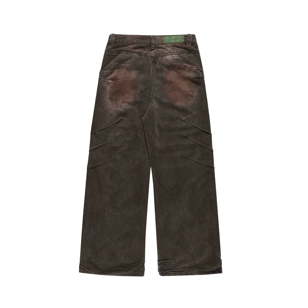 vintage baggy jeans men tie dyed distressed loose straight denim pants luxury designer jeans male streetwear hip hop trousers unique jeans style 169