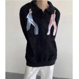 oversized knit pullover, fall/winter fashion, soft knit pullover with flame design, y2k fashion statement