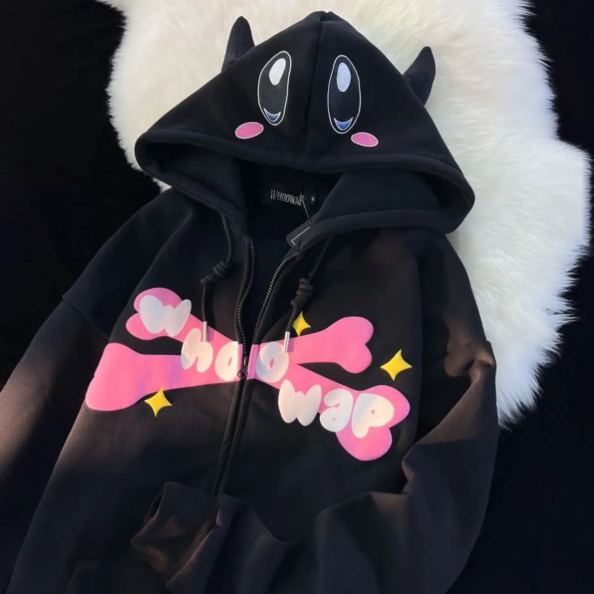 Harajuku Tee – Harajuku Devil Embroidery Hoodies Women Japanese Sweet Stree – Streetwear Fashion for Men & Women