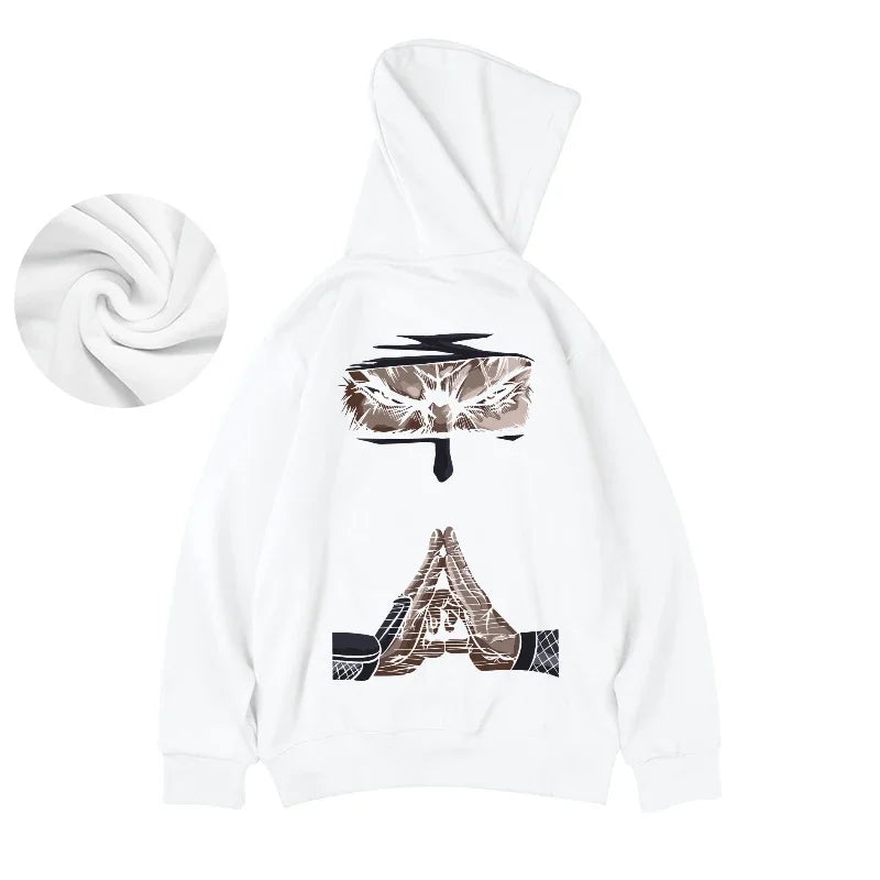 Funny Anime Ninja Mudra Graphic Printed Hoodies For Men Hip Hop Streetwear Pullovers Hooded Sweatshirts Y2K Goth Fashion