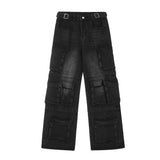 vintage multi pocket jeans mens harajuku cargo denim pants retro hip hop straight loose jean pants men clothing 1 unique cargo style 471
