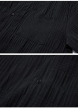 Wrinkled Fabric Casual Long Sleeve Shirt Men and Women Solid Color Streetwear Fashion Loose Black White Shirts Oversize Blouses