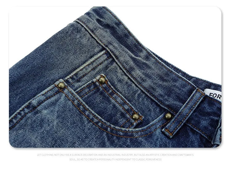 2024 autumn and winter new wave pants wash do old outline jeans unique jeans style 6275