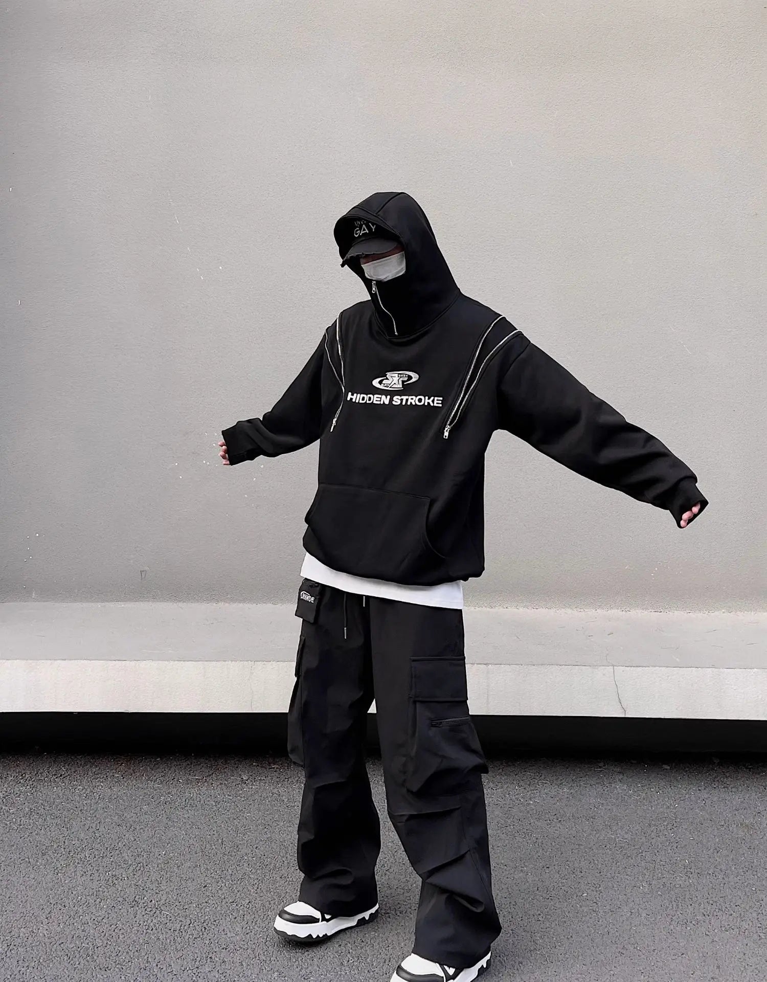fashion loose streetwear cargo pant unisex casual multi pocket wide legs drewstring trousers hip hop joggers mens baggy pants unique joggers style 5074