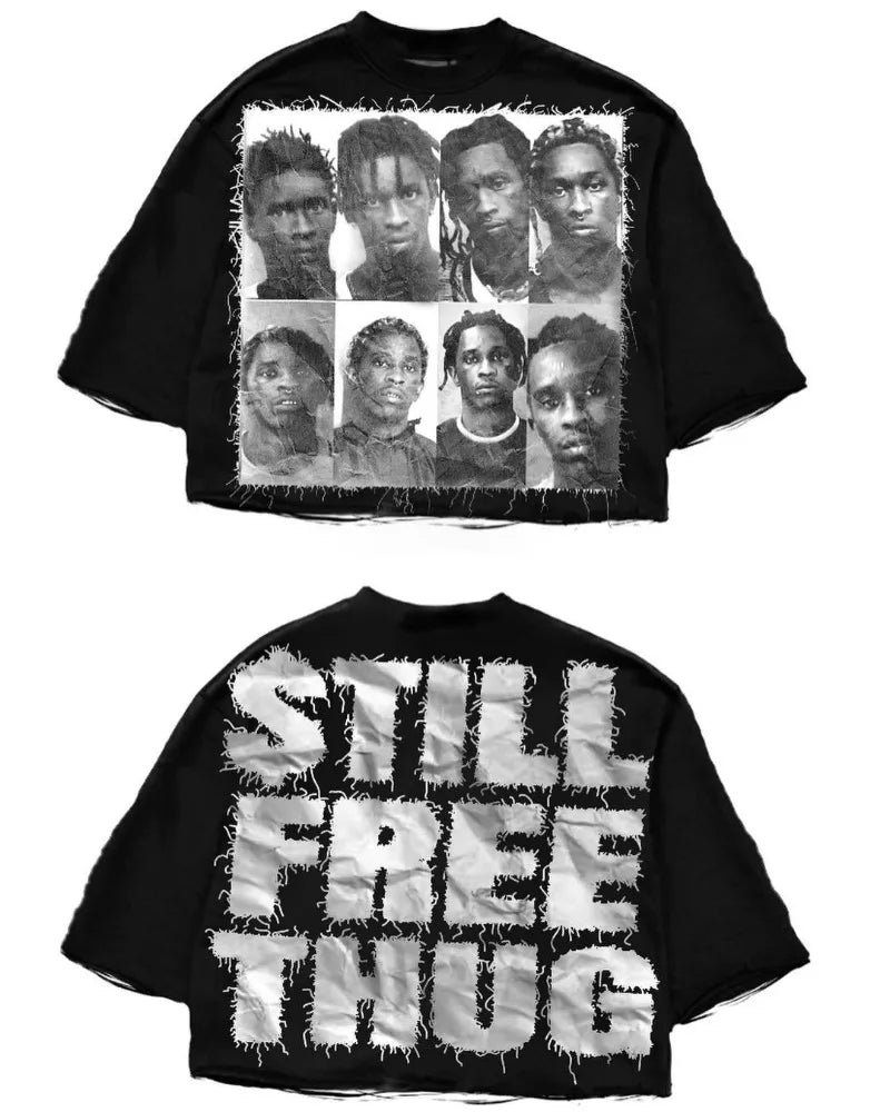 Y2k Aesthetic print tee – Y2K Summer American Street Dark Style Anime Cartoon Print Ov