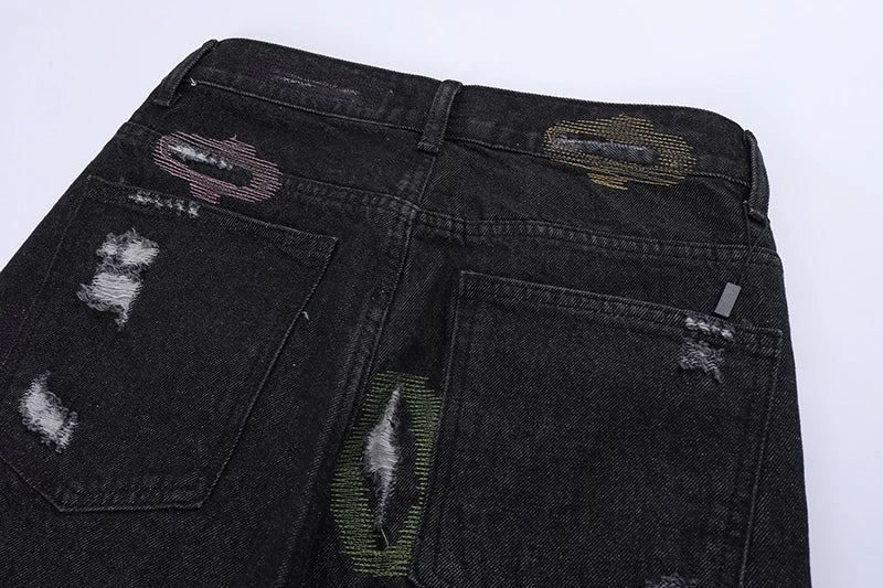 harajuku destroy ripped holes denim jeans mens zipper jeans hip hop fashion streetwear new casual straight joggers jean pants unique joggers style 3608