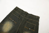 color match pocket washed baggy jeans shorts for men and women wide leg streetwear casual over knee length denim pants unique jeans style 4709