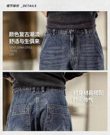 mens loose jeans classic vintage denim trousers high quality cargo pants men high street fashion men clothing spring new 2024 unique cargo style 4248