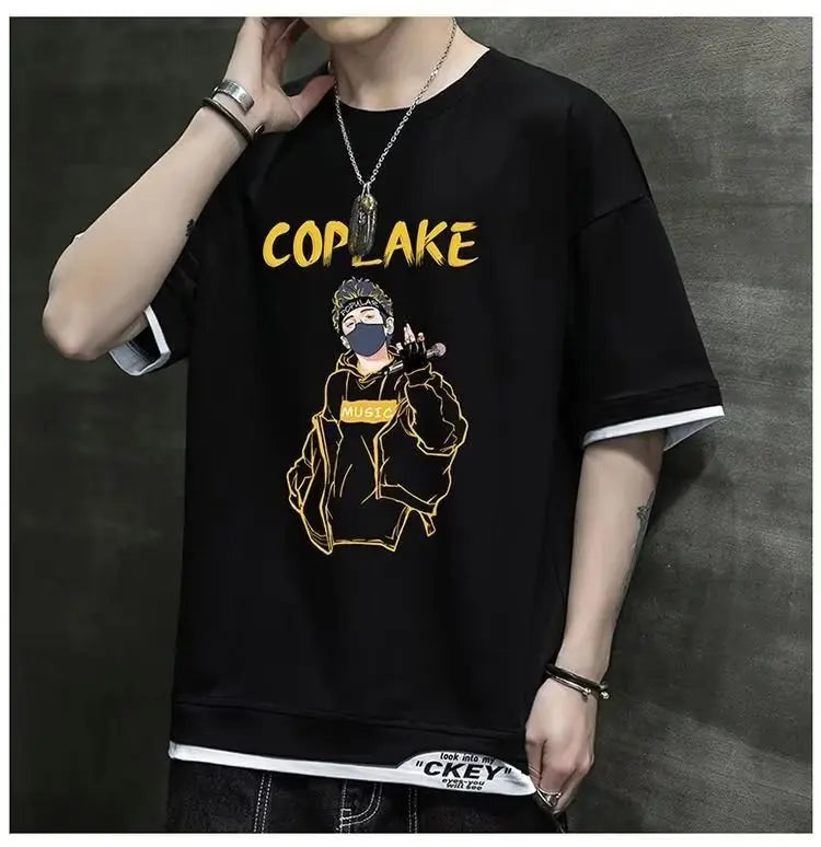 Glitchcore Chrome logo – Hot Summer Mens T Shirt Korean Version Of Harajuku High Stre