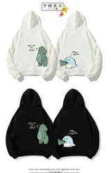 Black Hip Hop Couple Hoodie Men Women Lovers Sweatshirt Girl Cartoon T