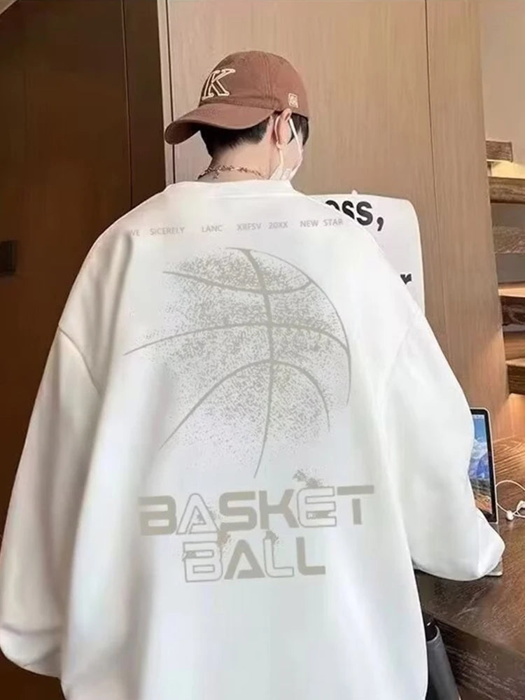 Funny Cartoon Basketball Graphic Pullovers Fleece Sweatshirts Hombre