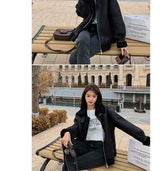 leather varsity jacket, fall winter fit, for men, fall streetwear outfit, oversized style, layered fashion, modern aesthetic, graphic detail