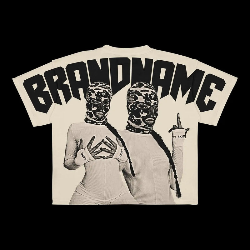 Trapwear Anime panel – New European And American Trendy Gothic Print Oversized T Sh