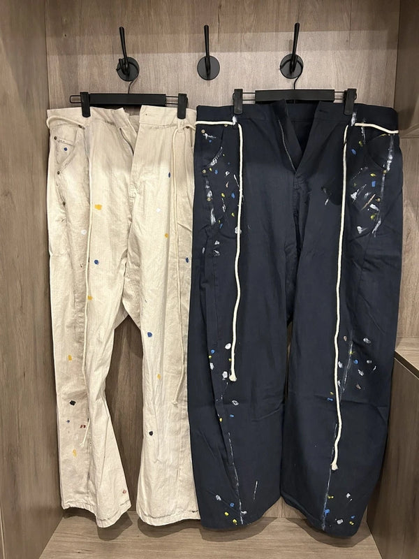 high new luxury men prefab twisted 8 pockets rope adjust waist ink comfortable cotton parkour sweat casual pants sweatpants 708 sporty tapered joggers