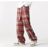 new mens y2k plaid casual baggy trousers autumn korean fashion straight woolen pants y2k vintage streetwear pantalones hombre unique default style 407