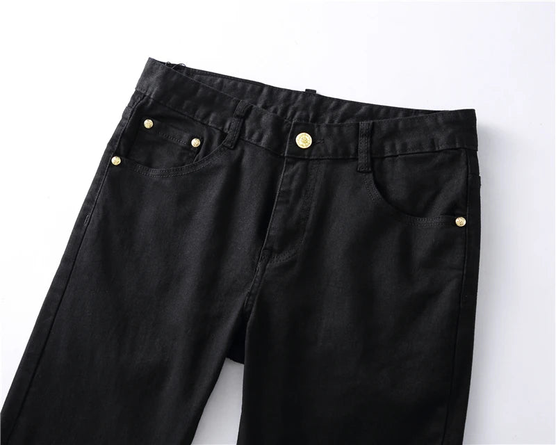 high new 2022 classical vintage morden luxurious embroidered bee crown jeans cotton denim pants comfort casual 28 38 n404 unique jeans style 1250