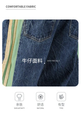 men streetwear fashion side splice hip hop loose casual wide leg straight baggy jeans pant cityboy jeans pants trousers unique jeans style 2607