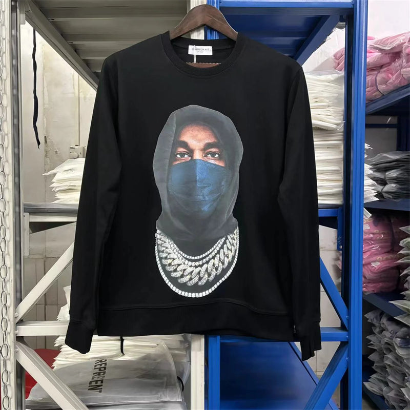 New 242SS Portrait Print High-Street Full Cotton Quality Heavyweight Casual Loose Pullover Long Sleeve Sweatshirt Tops For Men