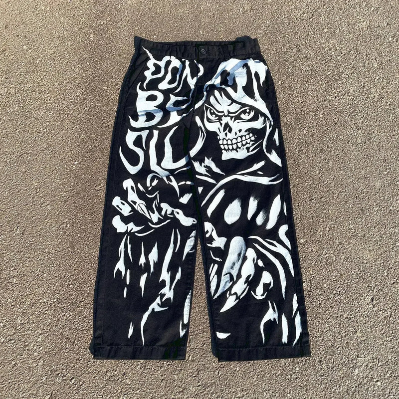 harajuku sunny sexy girl anime print baggy jeans new style wide leg trouser y2k popular streetwear men women high waist pants unique jeans style 5470