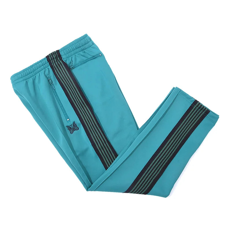 blue pattern embroidery casual motion pants men woman fashion street side edge weaving straight cylinder trousers unique default style 4751