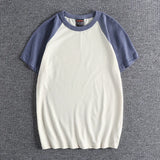 Glitchcore Anime panel – Summer Short Sleeved Mens New Retro Stitching Contrast Color