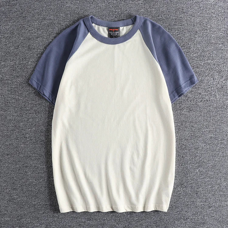 Glitchcore Anime panel – Summer Short Sleeved Mens New Retro Stitching Contrast Color