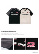 Glitchcore Graphic tee – American Retro National Trend Letter Printed Suede Short Sle