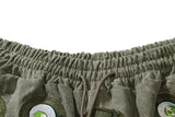 Japanese Eyes Embroidery Washed Military Green Worn Canvas Shorts for Men Summer Pockets Baggy Cargo Short Oversized