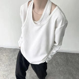 Anime Aesthetic piece – Mens Double Layer Irregular Casual Tops Genderless 2024 Spri
