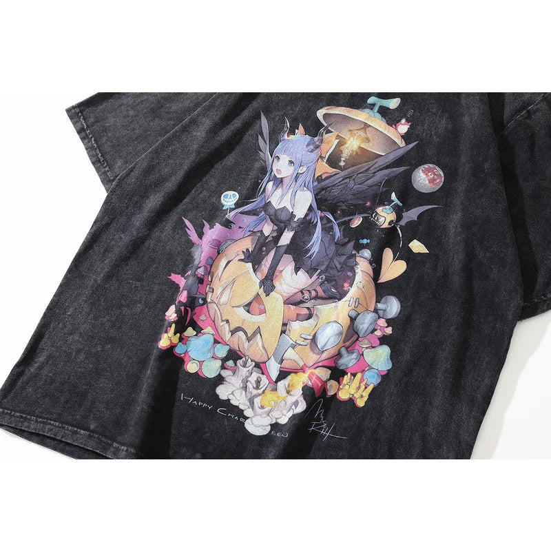 Skatercore Oversized shirt – Aolamegs Mens T Shirt Letter Printed Anime Esthetics Graphic