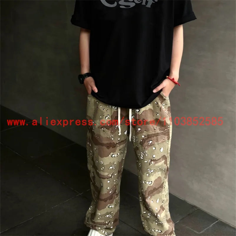 2024 new american vintage direct casual functional work pants heavy duty washed outdated logging pants desert camo high street urban fashion pants