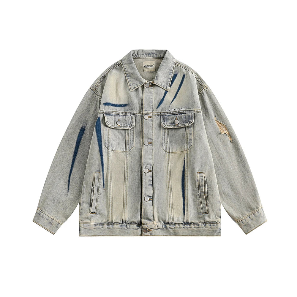 oversized fit premium hop unisex wear - quality print graphic casual streetwear image style material everyday vintage-denim-jacket-men-wash-hip-hop-streetwear-retro-ripped-hole-jean-jacket-cotton-2023-harajuku-coat-men-clothing high urban essential design fashion 113142 style hip streetwear design ID 40461