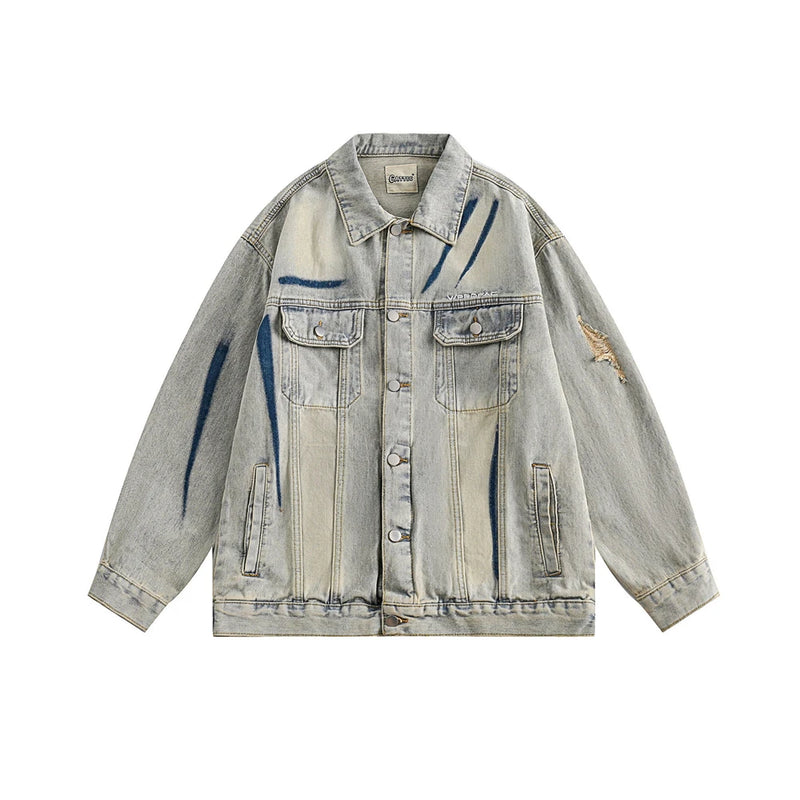 oversized fit premium hop unisex wear - quality print graphic casual streetwear image style material everyday vintage-denim-jacket-men-wash-hip-hop-streetwear-retro-ripped-hole-jean-jacket-cotton-2023-harajuku-coat-men-clothing high urban essential design fashion 113142 style hip streetwear design ID 40461