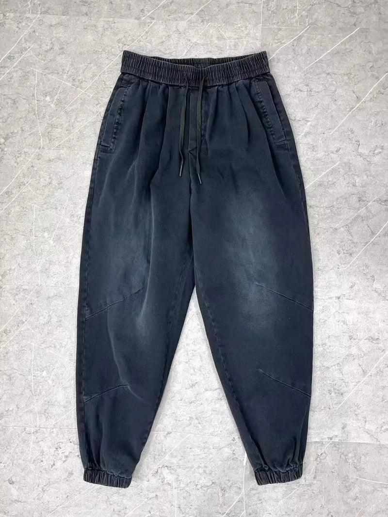 harajuku fashion harem pants mens printed cargo jeans vintage elastic waistband baggy jeans hip hop streetwear men clothing unique cargo style 1621