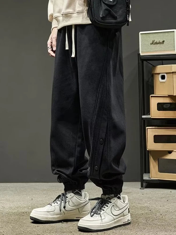 Autumn Casual Joggers Sports Pants Mens High Street Baggy Breasted Trousers