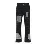 distressed skinny flared micro flare jean for mens mesh big destroyed ripped denim jeans hip hop biker jeans pants male vintage washed jeans